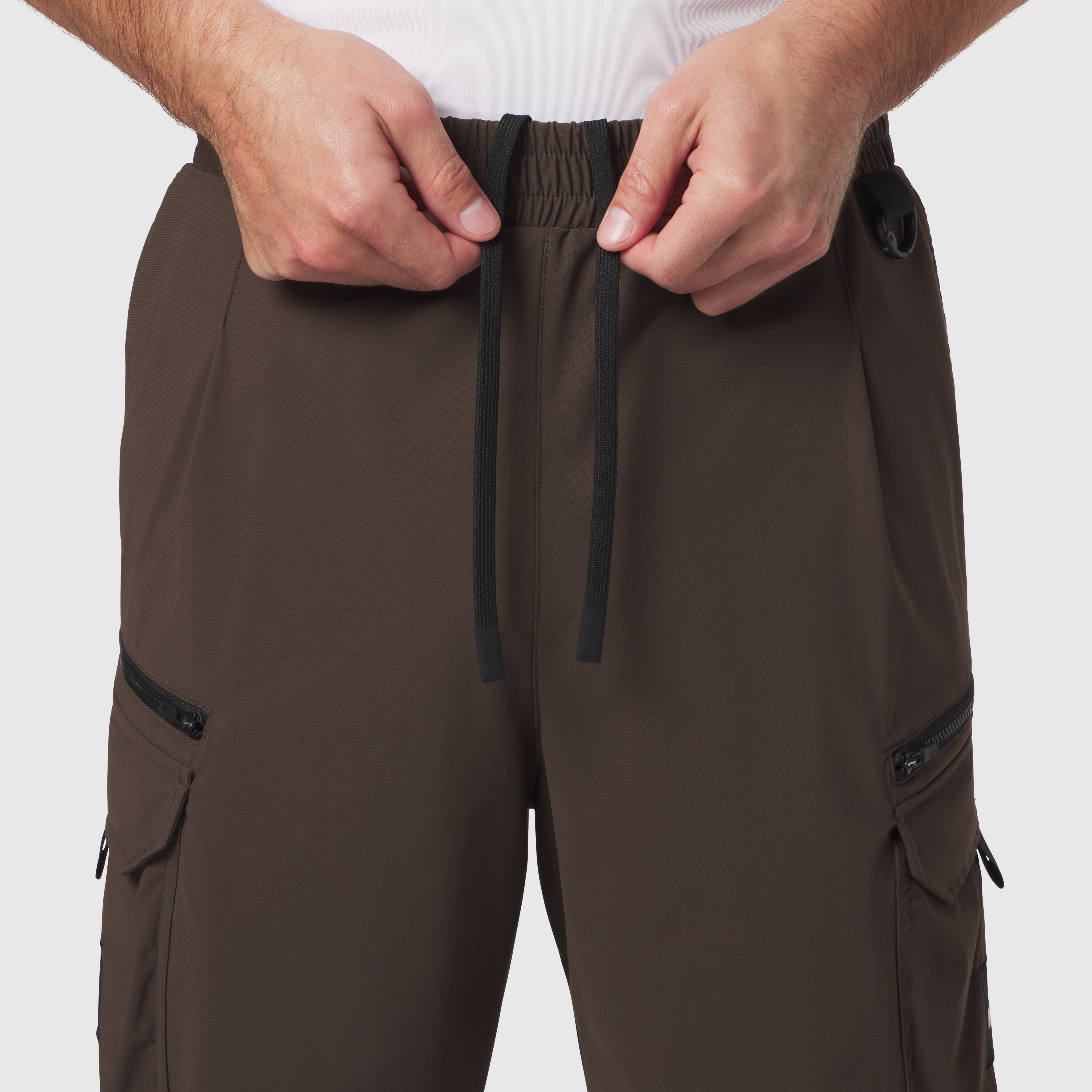 Tetra-Lite® Cargo City Pant in Dark Earth, waist detail with drawstring