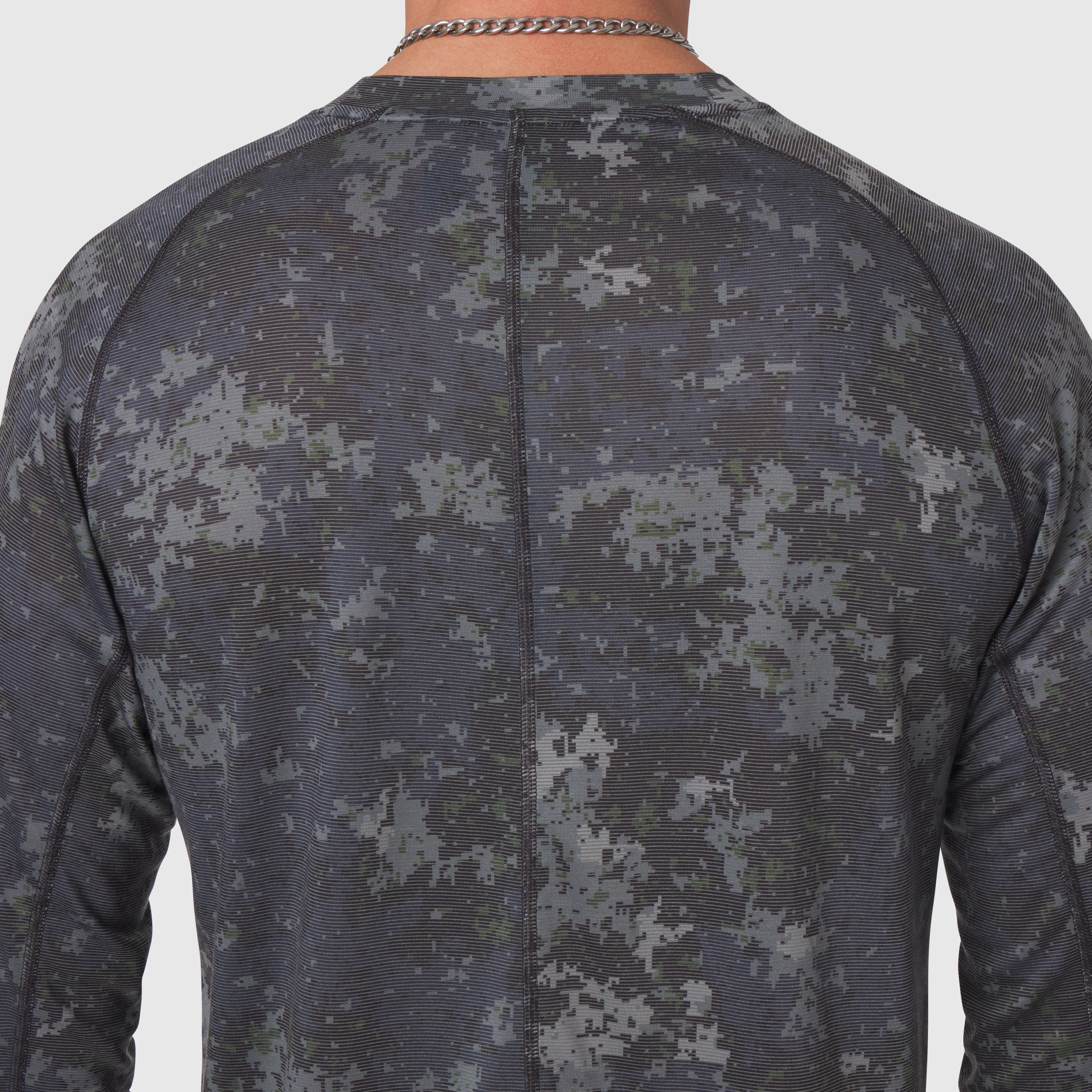 Polartec® Delta Longsleeve in pixel camo, back view on model