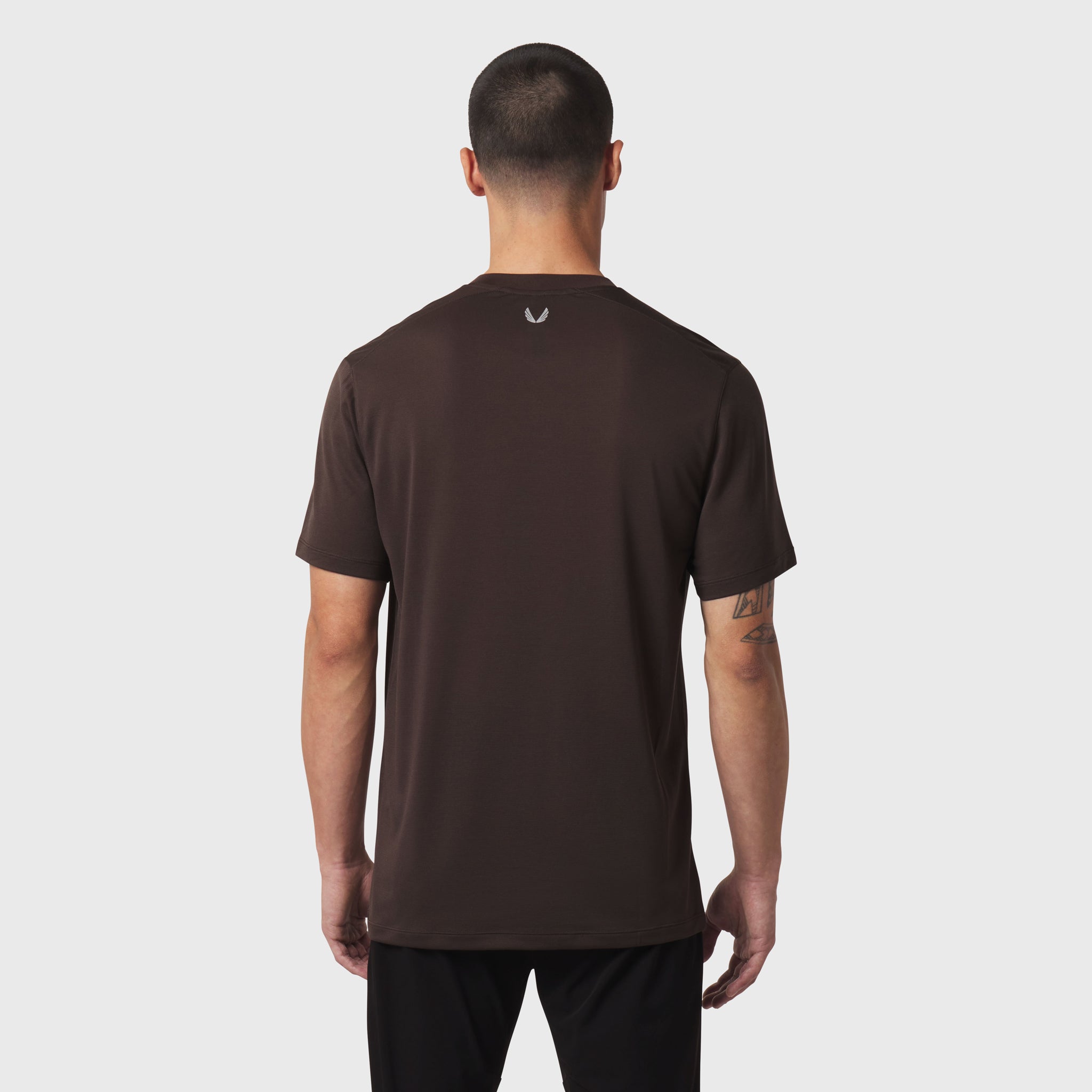 Polartec® Delta Polo in Dark Earth, back view on model