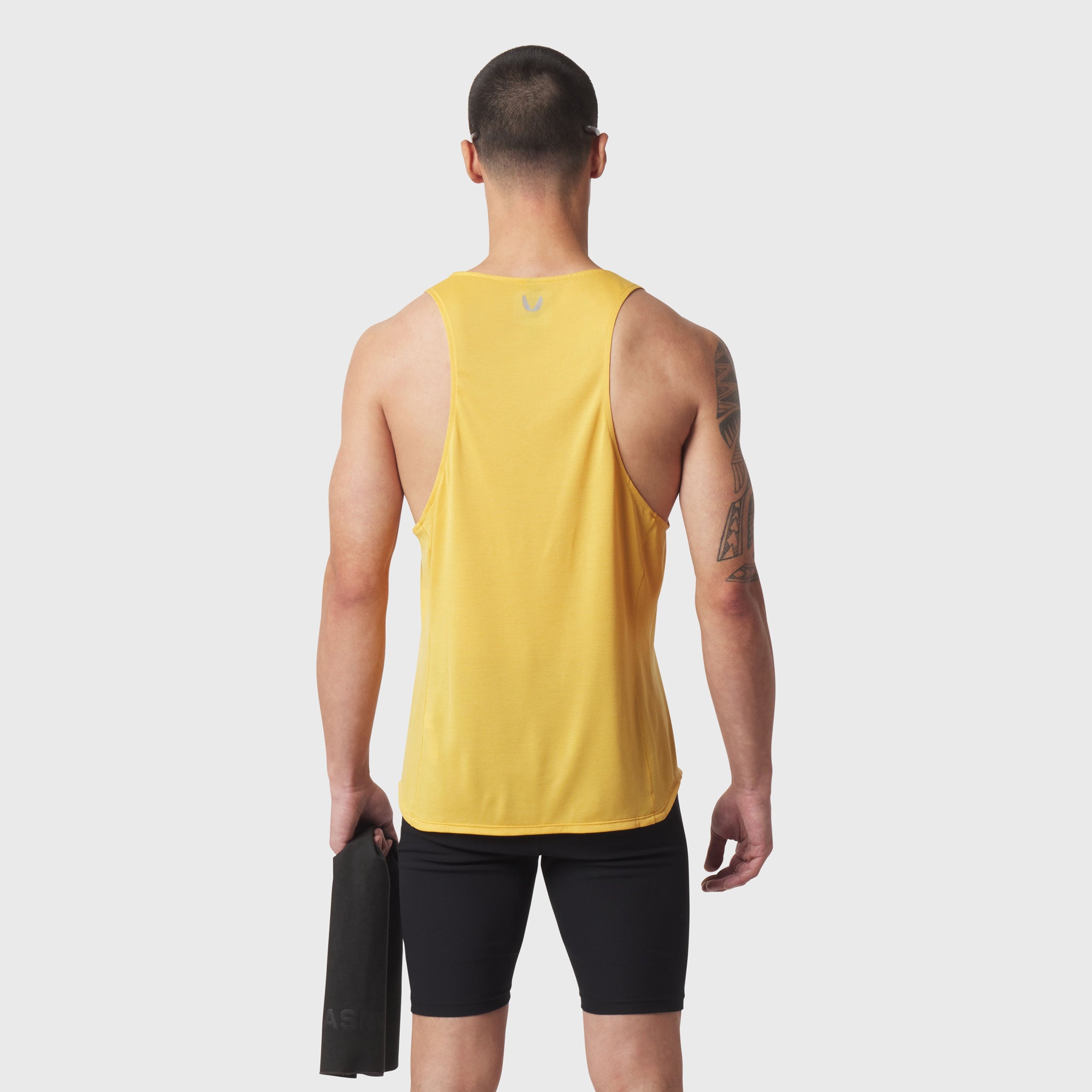 Polartec® Delta Singlet in amber yellow, rear view on model