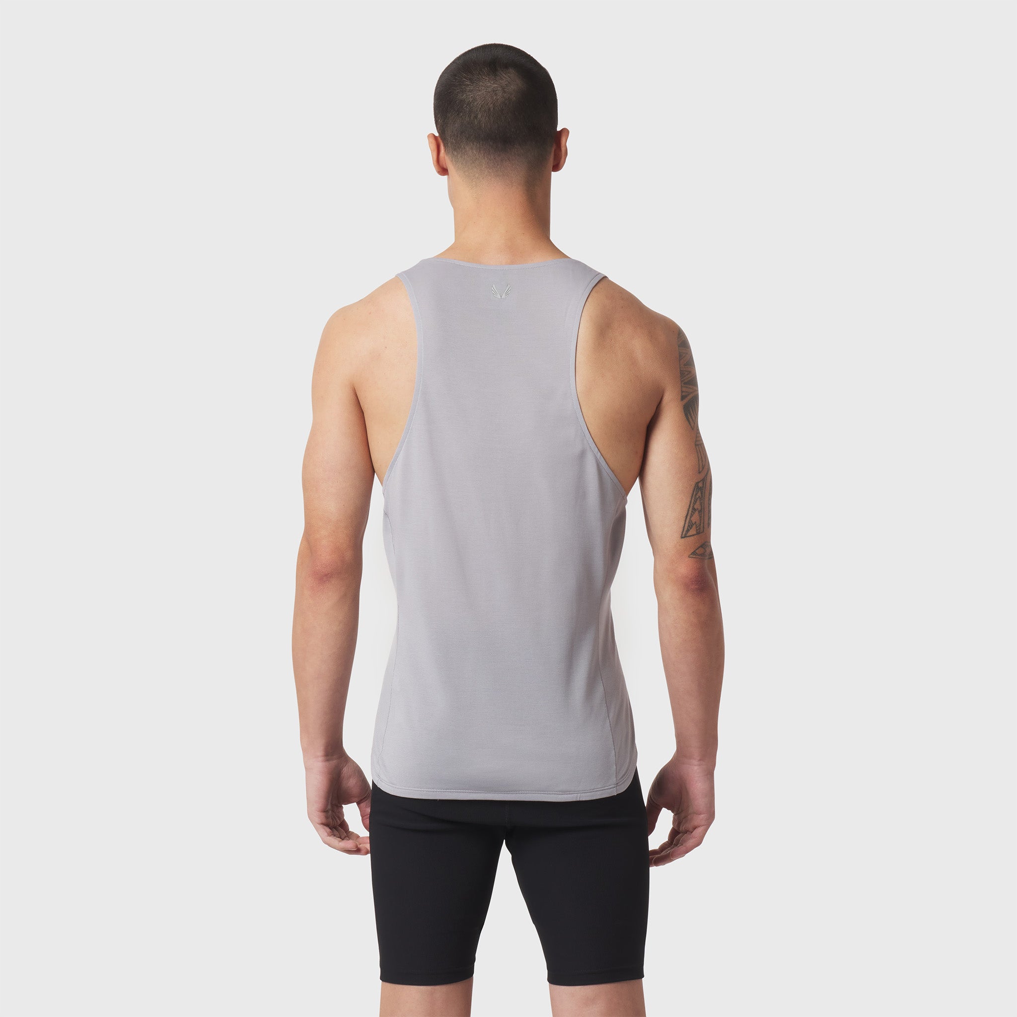 Polartec® Delta Singlet in slate grey, back view on model