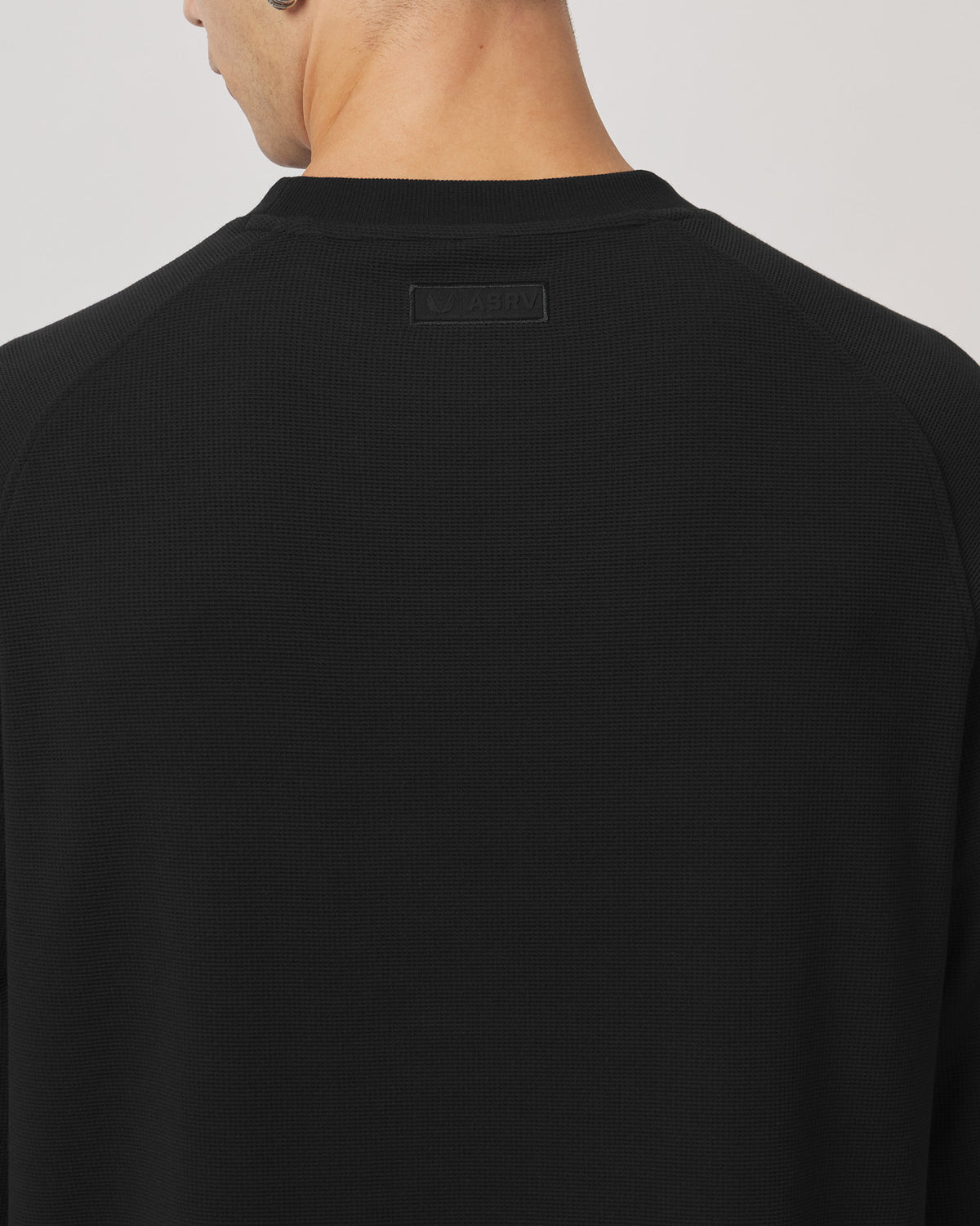 1203. Tech-Waffle™ 3/4-Sleeve Oversized Tee - Black