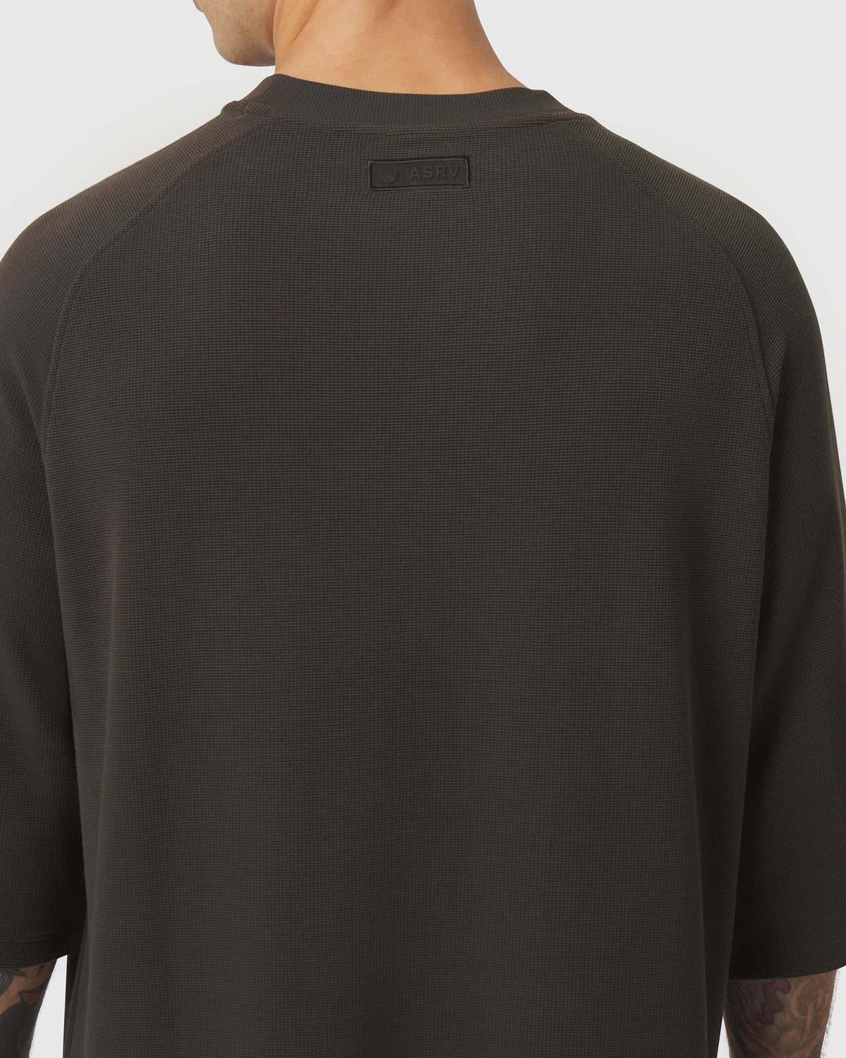 1203. Tech-Waffle™ 3/4-Sleeve Oversized Tee - Dark Earth