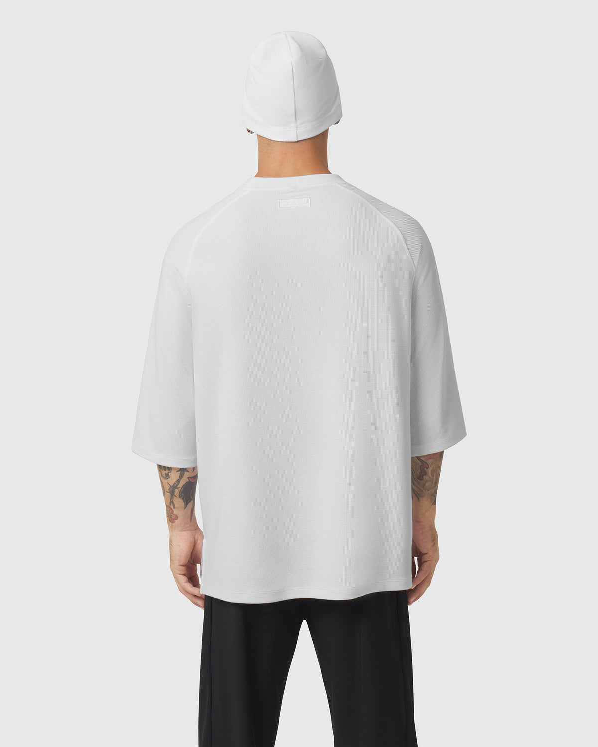 1203. Tech-Waffle™ 3/4-Sleeve Oversized Tee - White