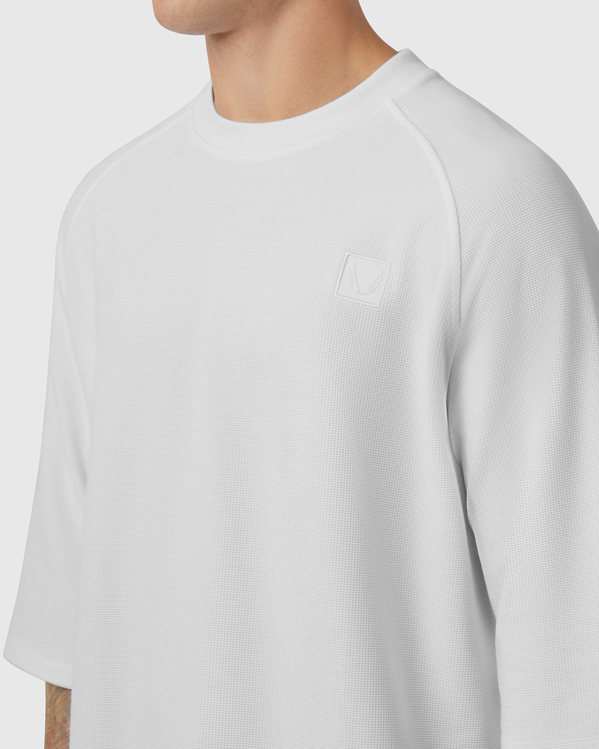 1203. Tech-Waffle™ 3/4-Sleeve Oversized Tee - White