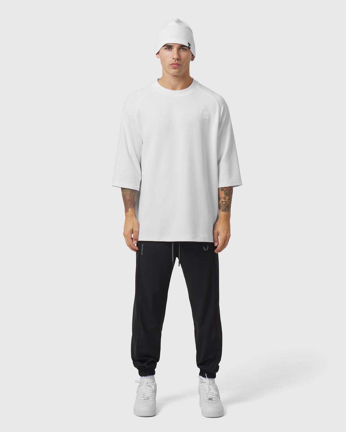 1203. Tech-Waffle™ 3/4-Sleeve Oversized Tee - White