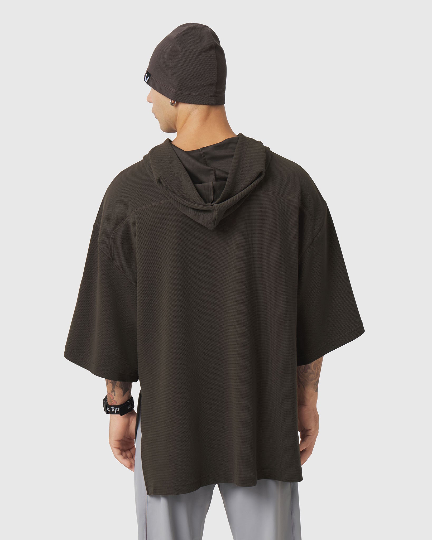 トップス am SwayFullZipHoodieAthleticHeather 1204. Tech-Waffle™ Short Sleeve Oversized Hoodie - Dark Earth