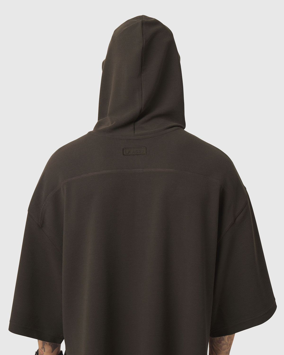 1204. Tech-Waffle™ Short Sleeve Oversize Hoodie - Dark Earth