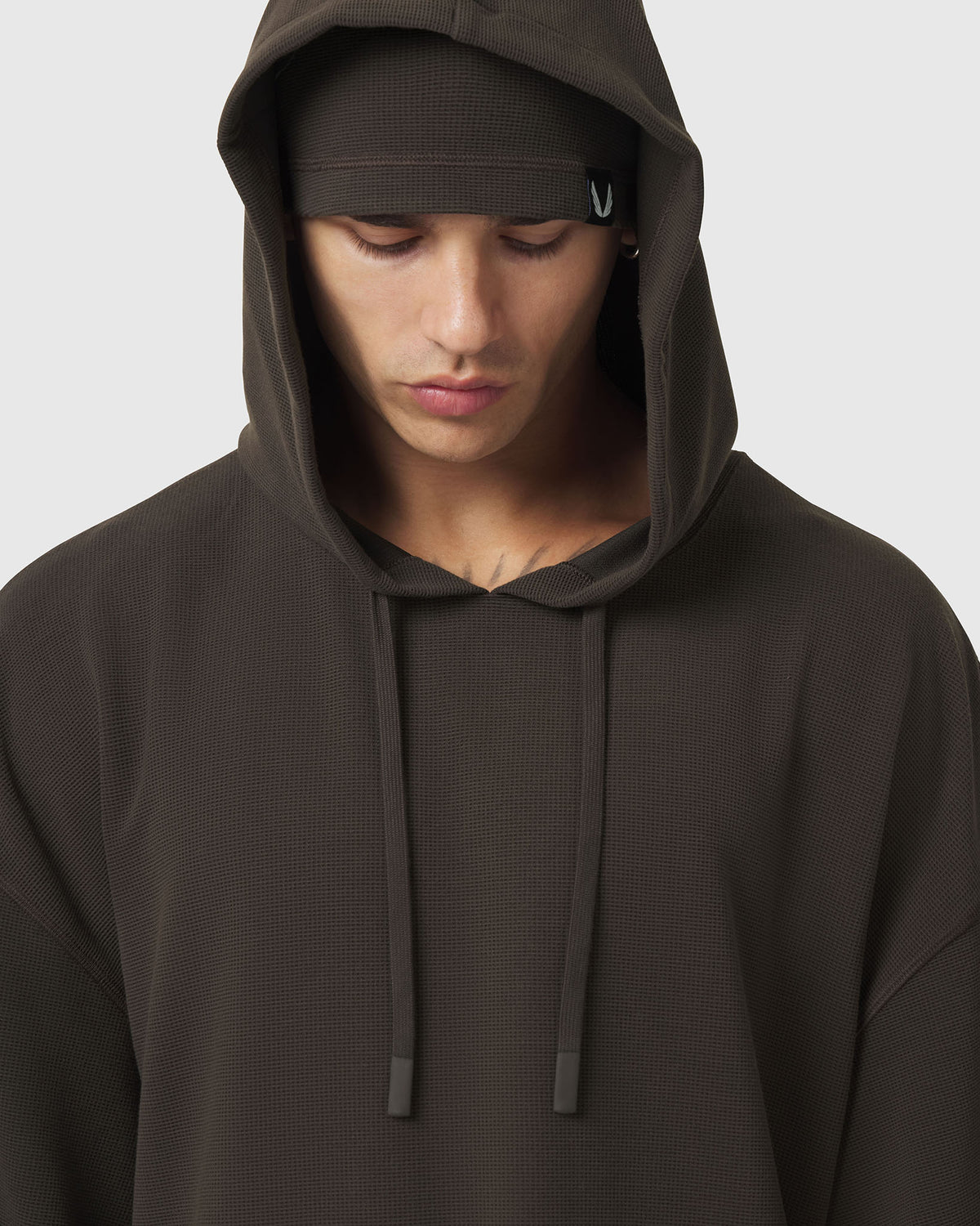 1204. Tech-Waffle™ Short Sleeve Oversize Hoodie - Dark Earth