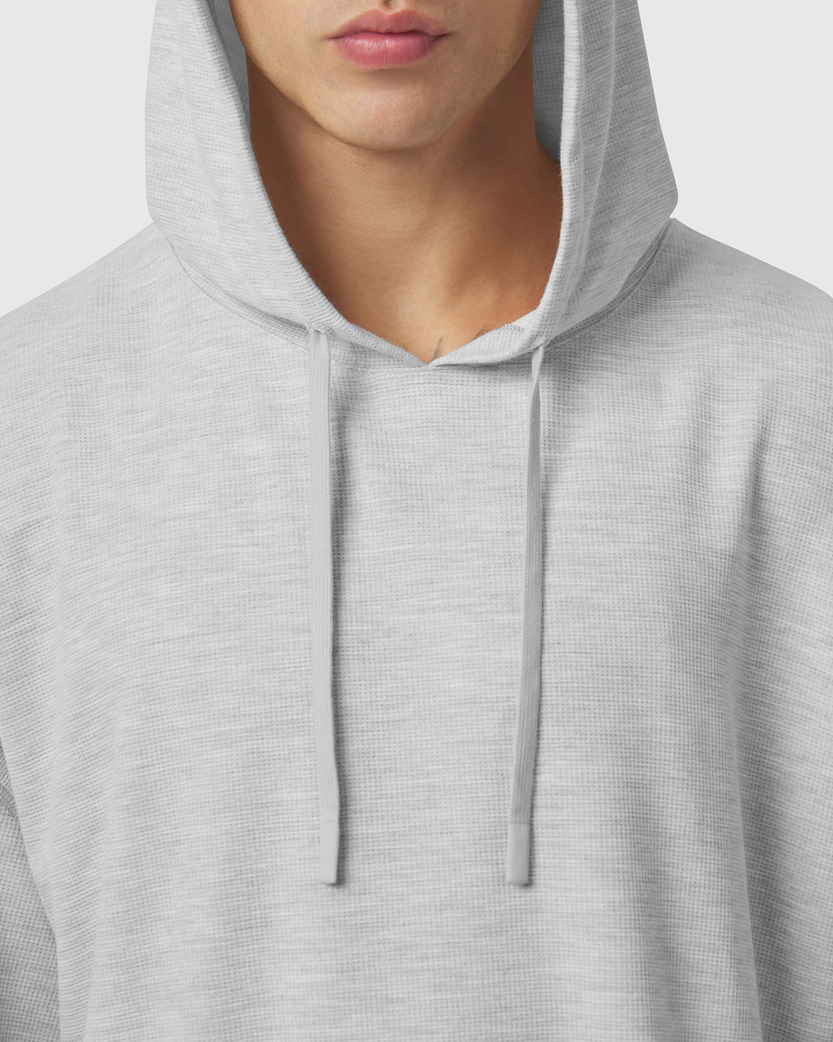 1204. Tech-Waffle™ Short Sleeve Oversize Hoodie - Heather Grey