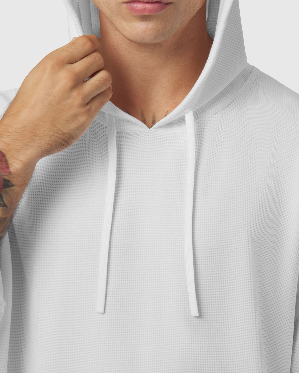 1204. Tech-Waffle™ Short Sleeve Oversize Hoodie - White