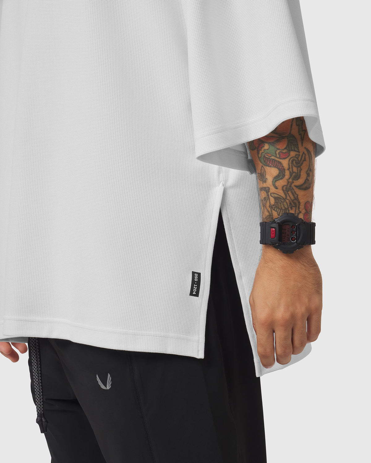 1204. Tech-Waffle™ Short Sleeve Oversize Hoodie - White