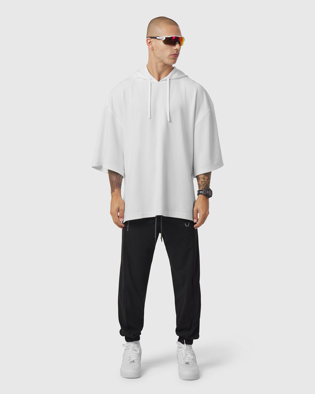 1204. Tech-Waffle™ Short Sleeve Oversize Hoodie - White
