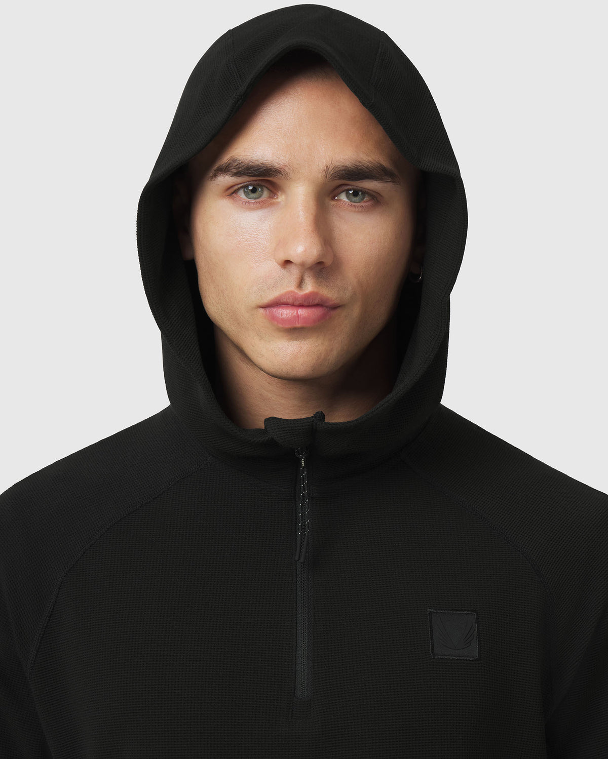 1205. Tech-Waffle™ Quarter Zip Hoodie - Black