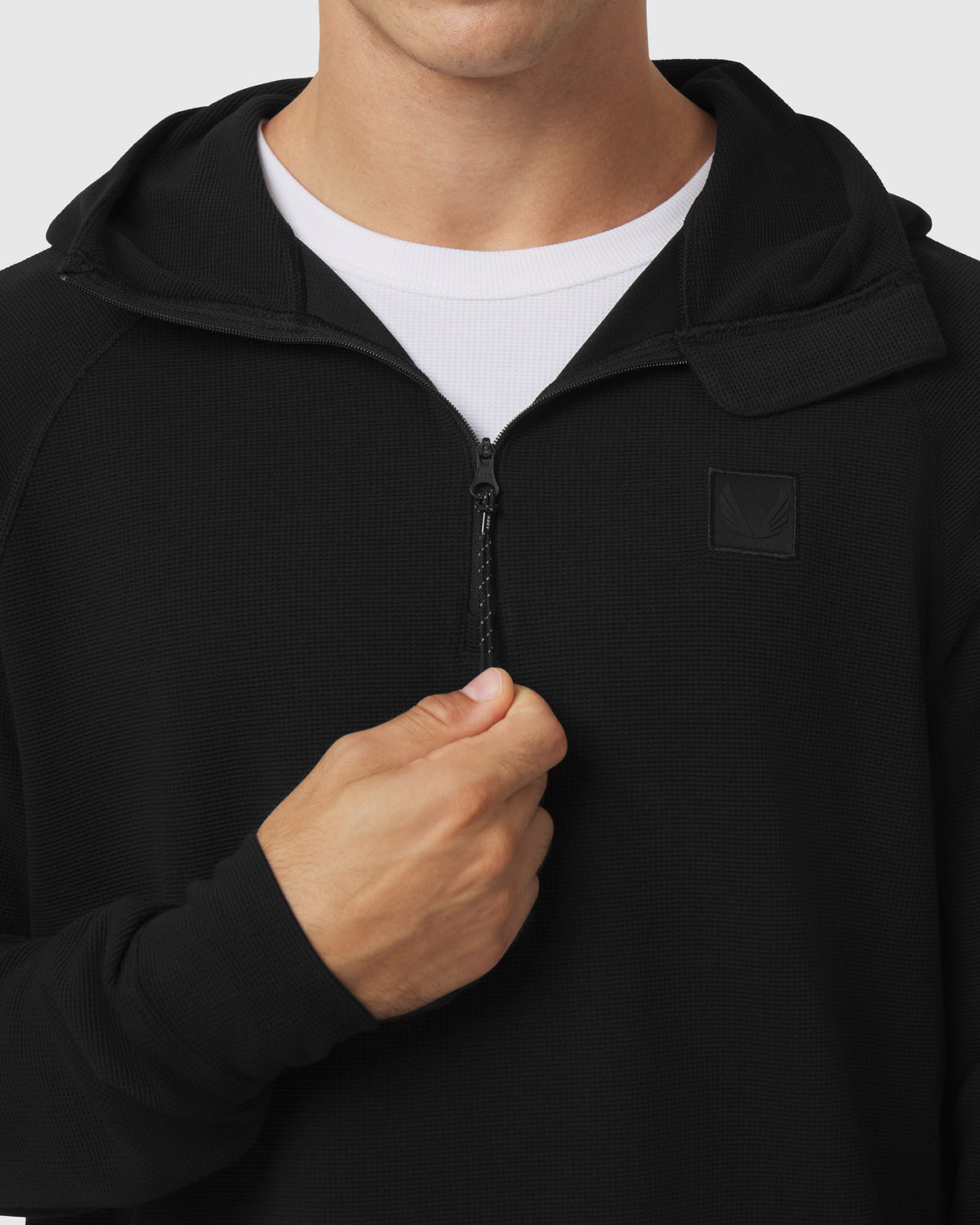 1205. Tech-Waffle™ Quarter Zip Hoodie - Black
