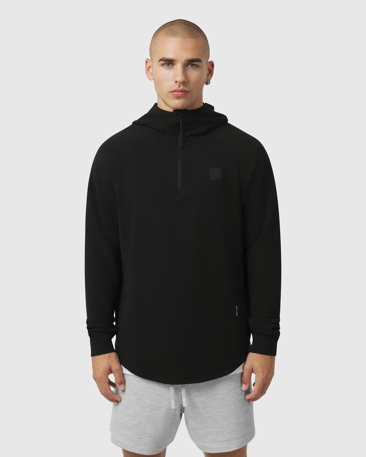 1205. Tech-Waffle™ Quarter Zip Hoodie - Black