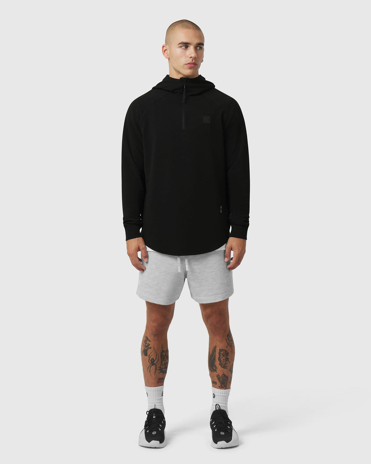 1205. Tech-Waffle™ Quarter Zip Hoodie - Black