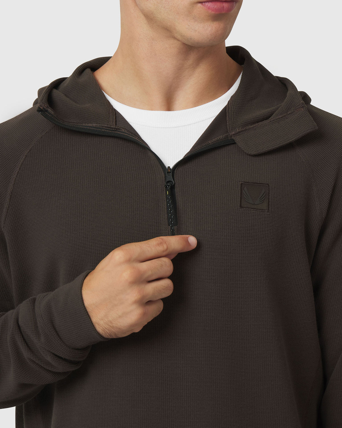 1205. Tech-Waffle™ Quarter Zip Hoodie - Dark Earth