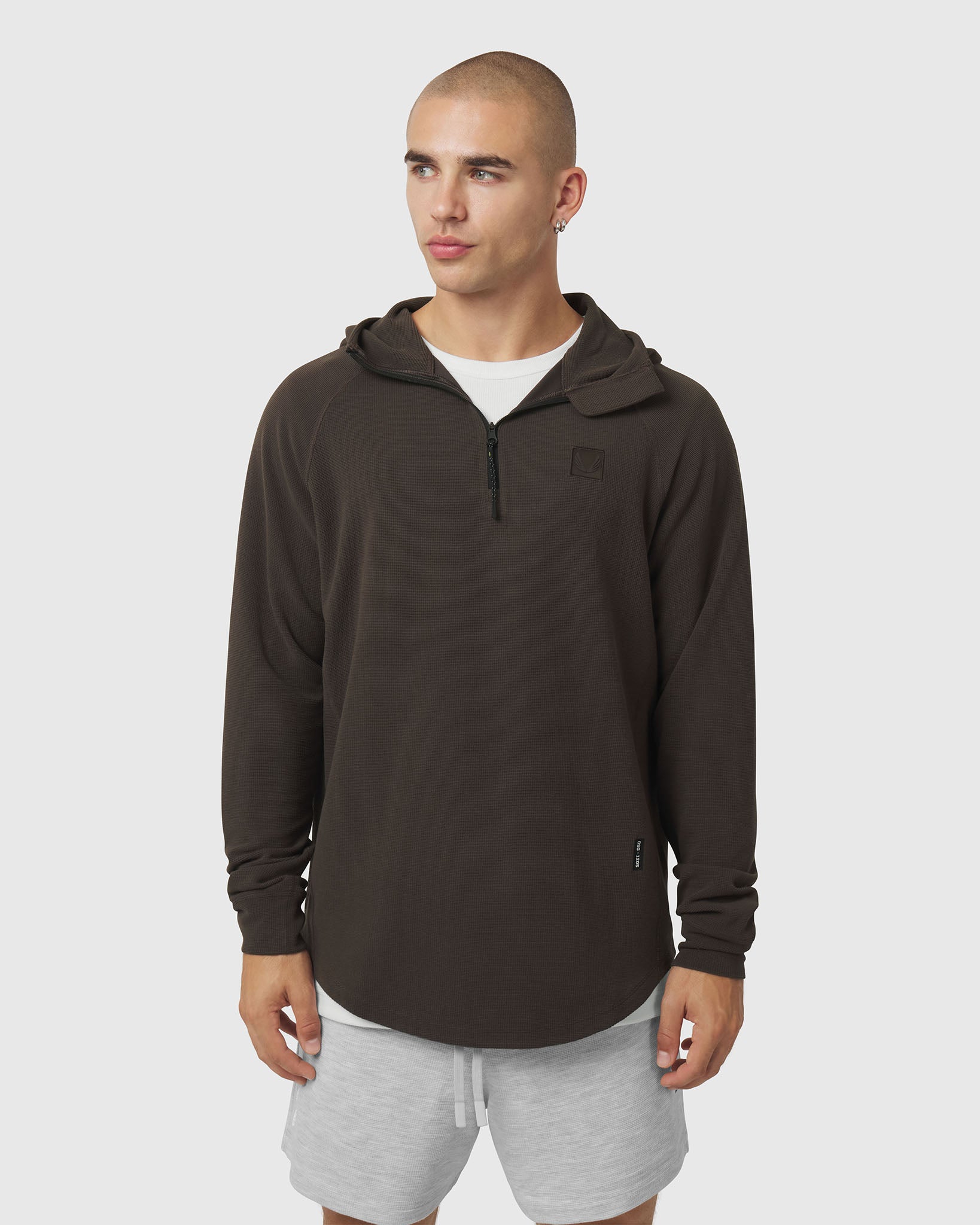 1205. Tech-Waffle™ Quarter Zip Hoodie - Dark Earth
