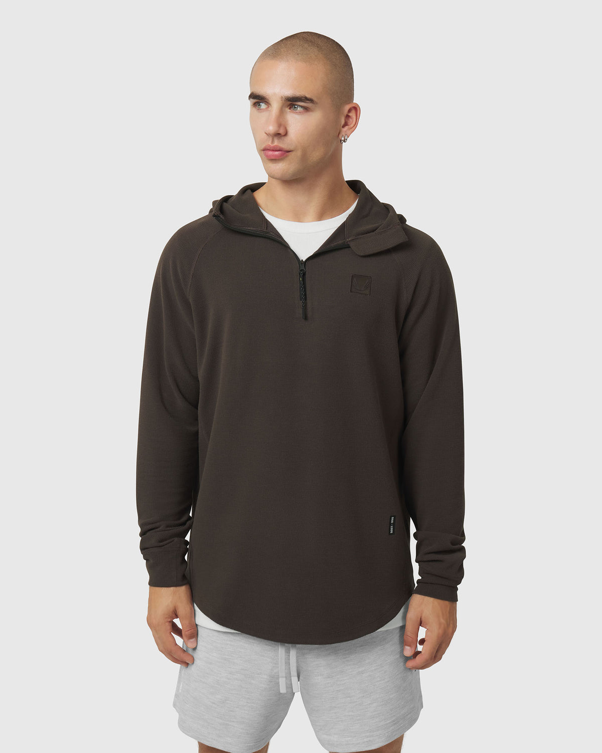 1205. Tech-Waffle™ Quarter Zip Hoodie - Dark Earth