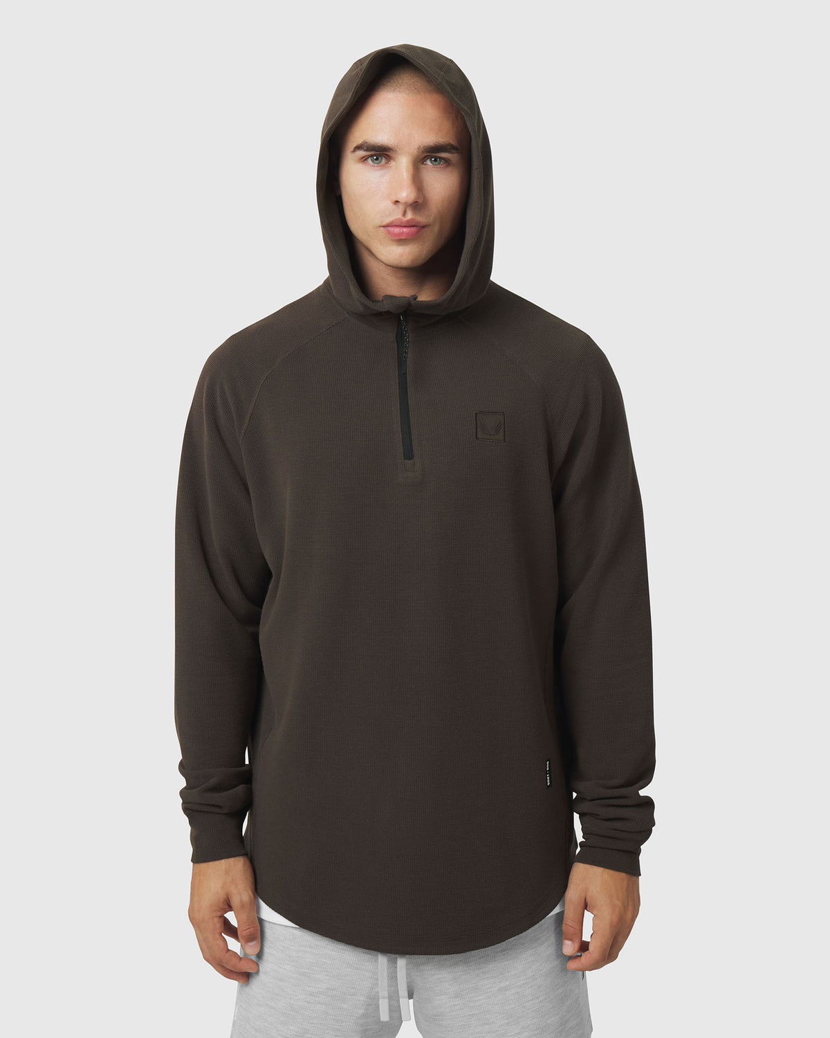 1205. Tech-Waffle™ Quarter Zip Hoodie - Dark Earth