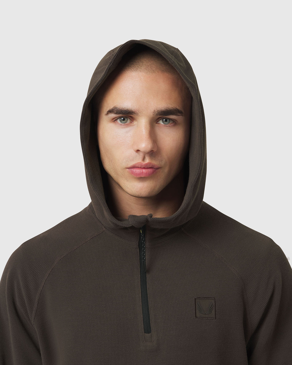1205. Tech-Waffle™ Quarter Zip Hoodie - Dark Earth