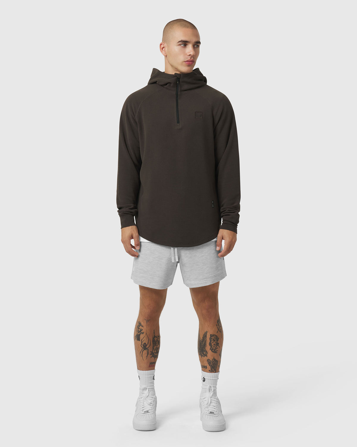 1205. Tech-Waffle™ Quarter Zip Hoodie - Dark Earth