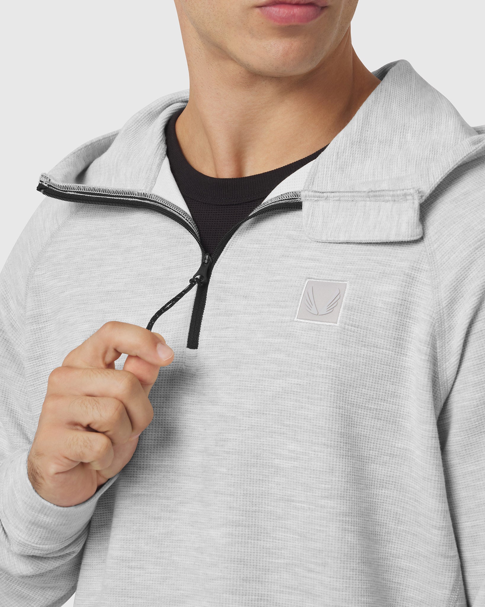 1205. Tech-Waffle™ Quarter Zip Hoodie - Heather Grey