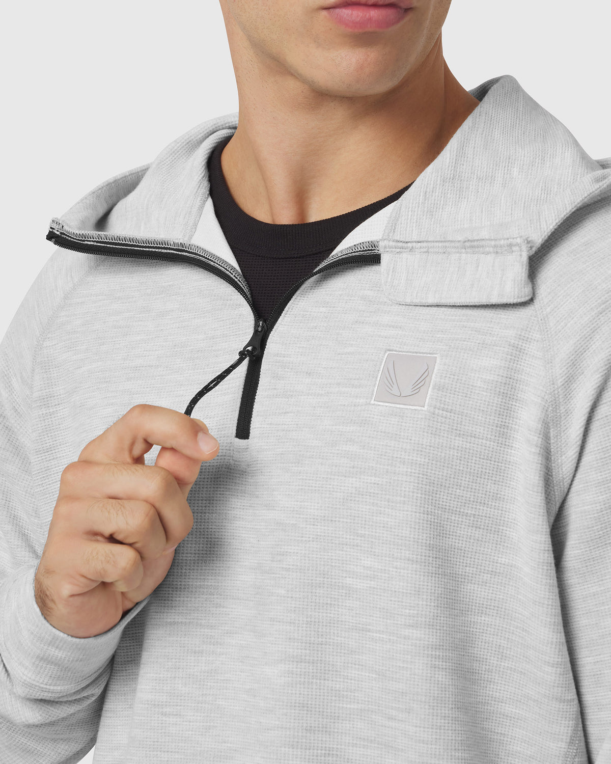 1205. Tech-Waffle™ Quarter Zip Hoodie - Heather Grey