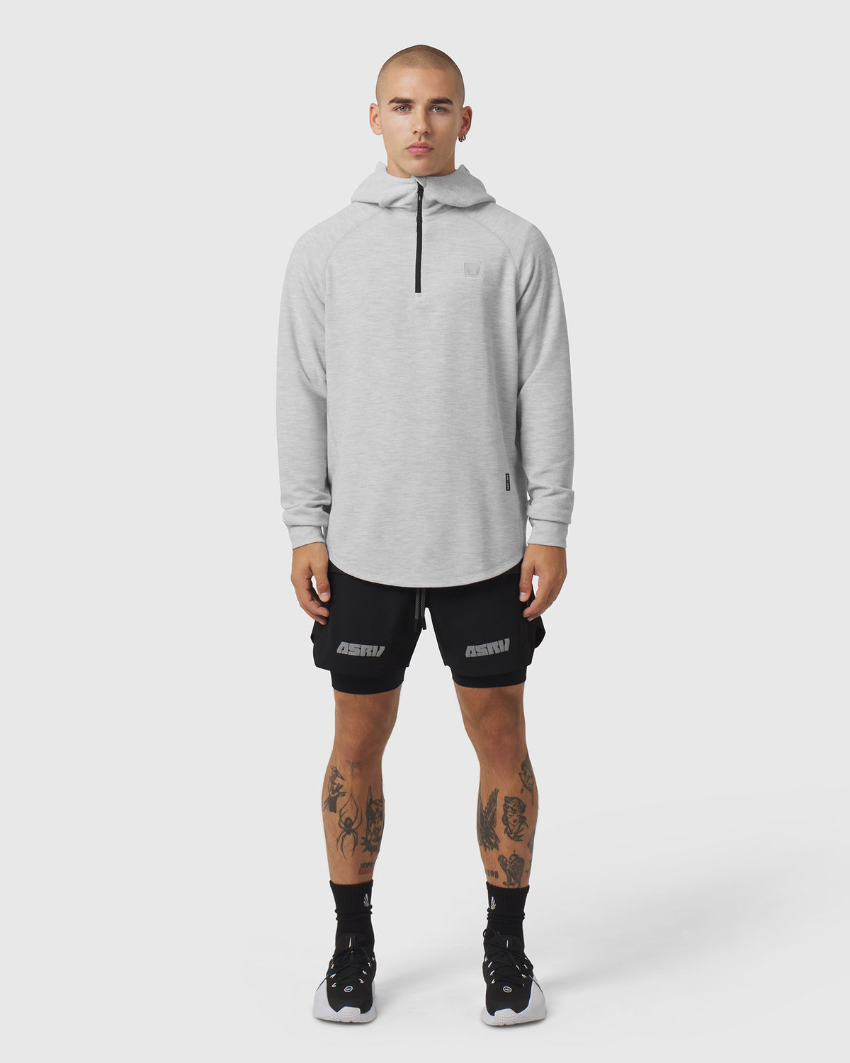 1205. Tech-Waffle™ Quarter Zip Hoodie - Heather Grey