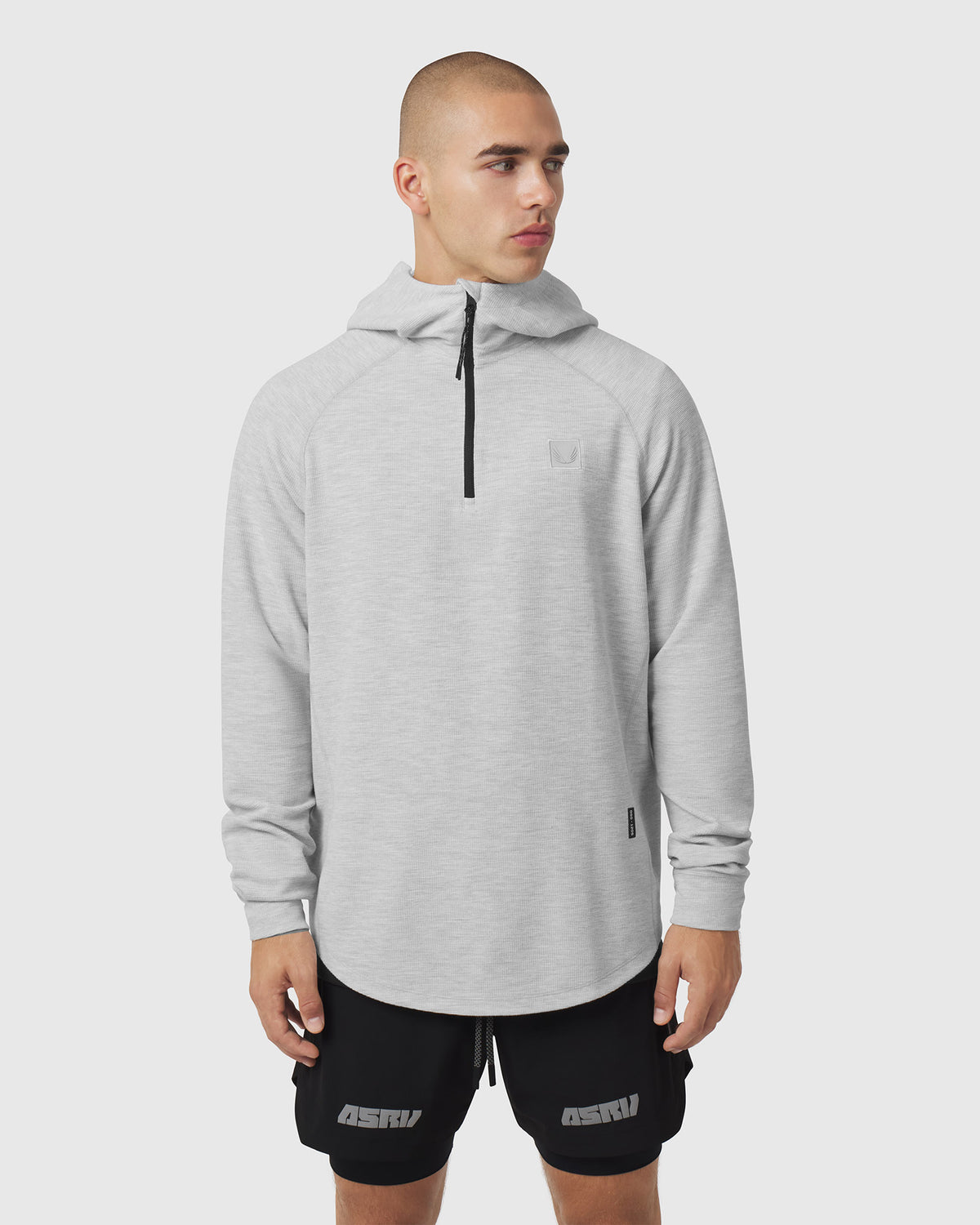 1205. Tech-Waffle™ Quarter Zip Hoodie - Heather Grey