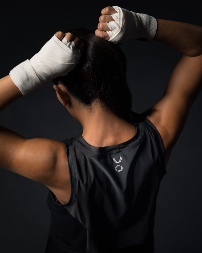ASRV x Equinox AeroSilver® Cropped Training Tank - Black