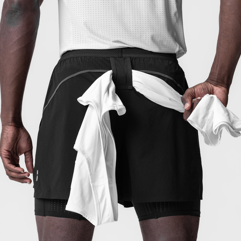 0951. Aerotex™ 4" High Split Liner Short - Black/Black