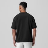 1026. Herringbone Terry Oversized Cinch Tee - Black