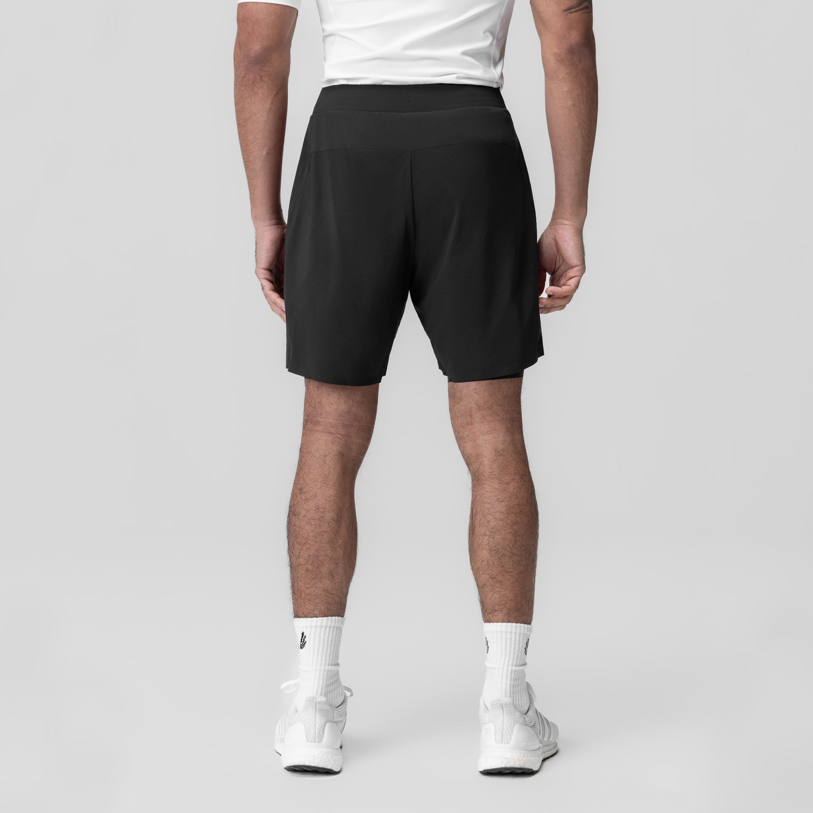 Black Aerotex Bonded 7" Liner Short worn by model, back view