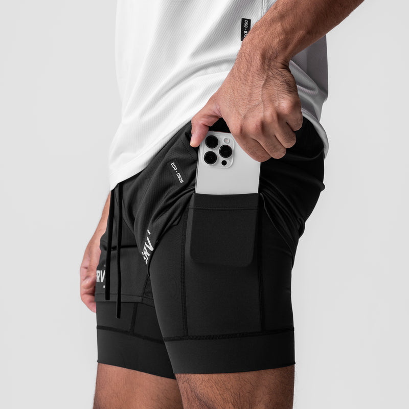 0828. AeroSilver® 5" Liner Short - Black "Bracket"/Black