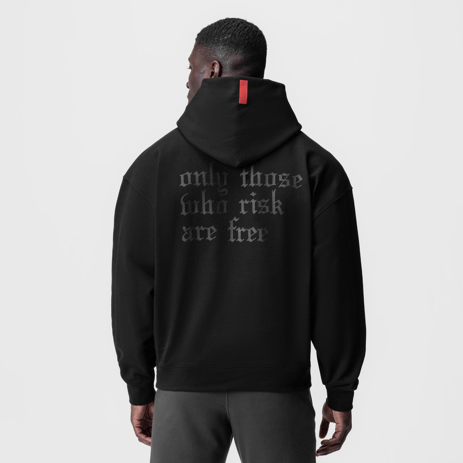 Tech-Terry Zip Pocket Hoodie in black, back view on model