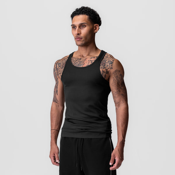 0986. Creora® Tech Ribbed Tank - Black