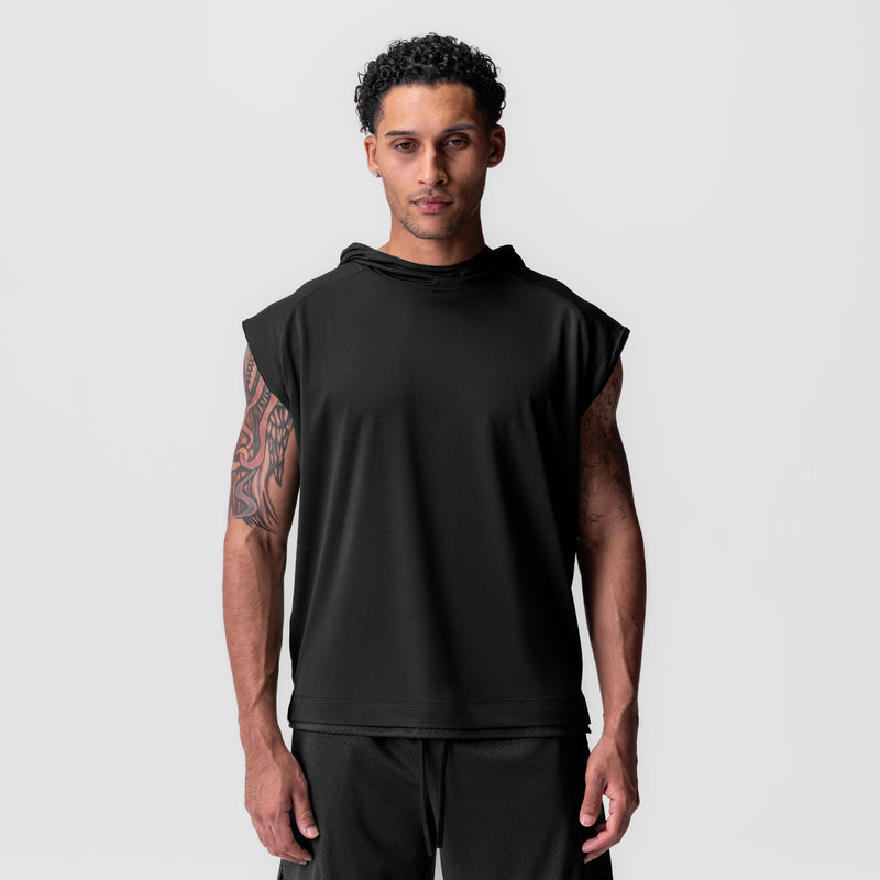 0983. Reversible 2-in-1 Cutoff Hoodie - Black
