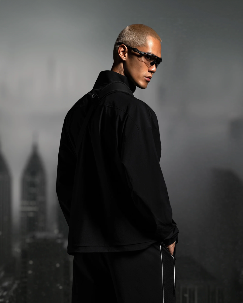 0970. Ripstop Quarter Zip Jacket - Black