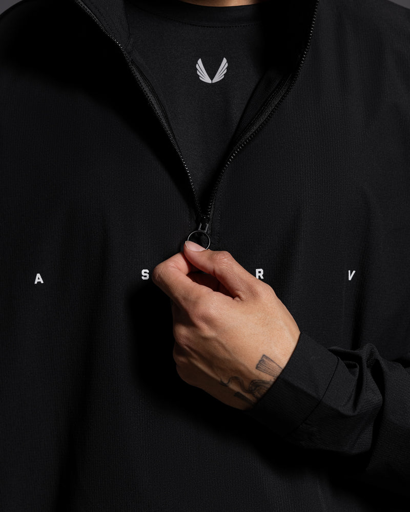 0970. Ripstop Quarter Zip Jacket - Black