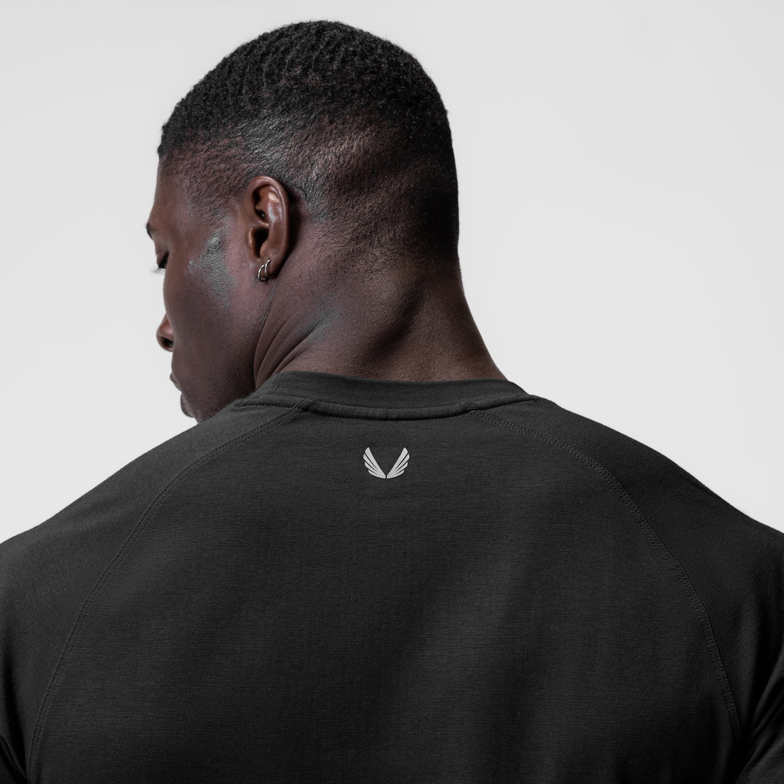 Supima® Established Tee in black, back view on model
