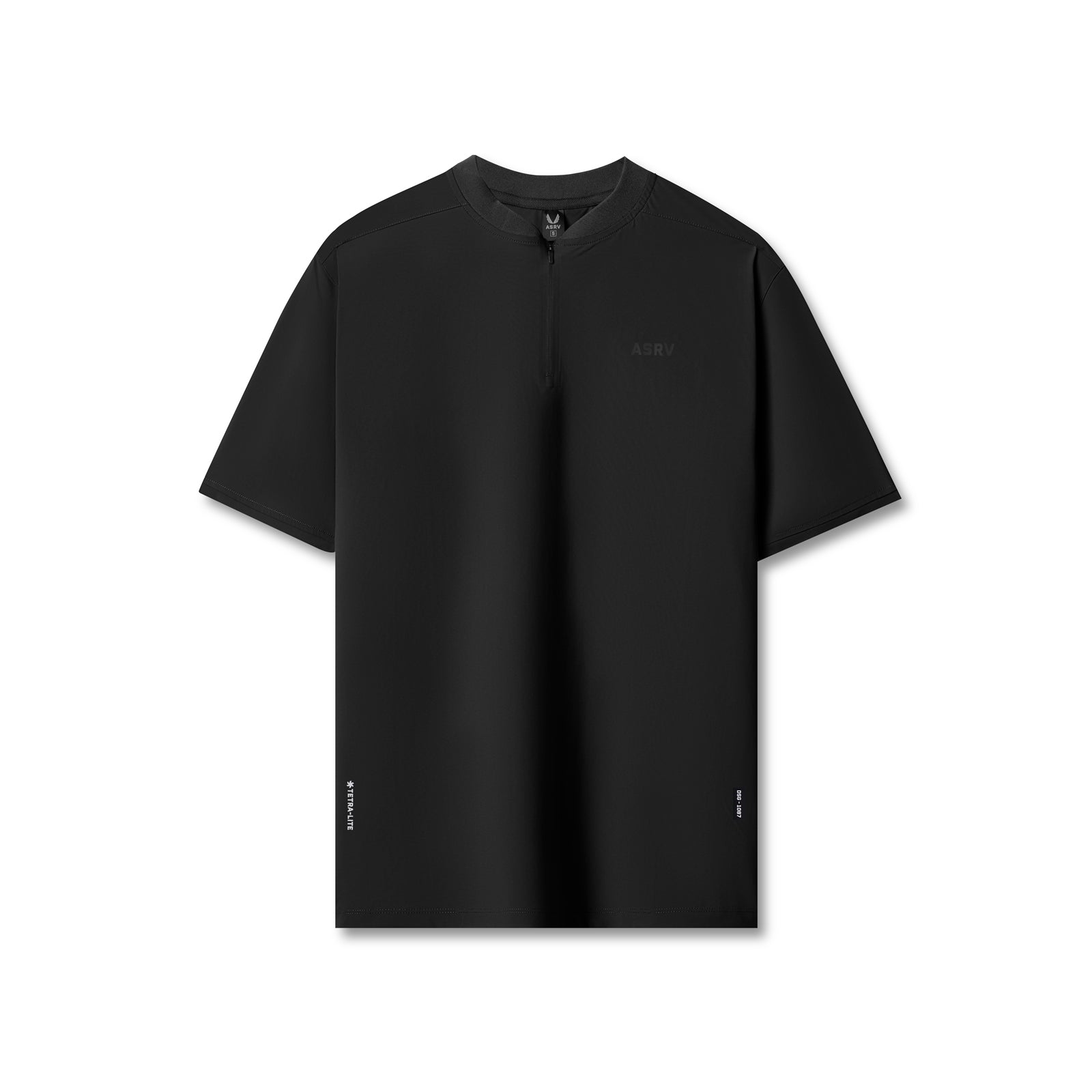 Flatlay of Tetra-Lite® Ice Zip Tee in black, front view