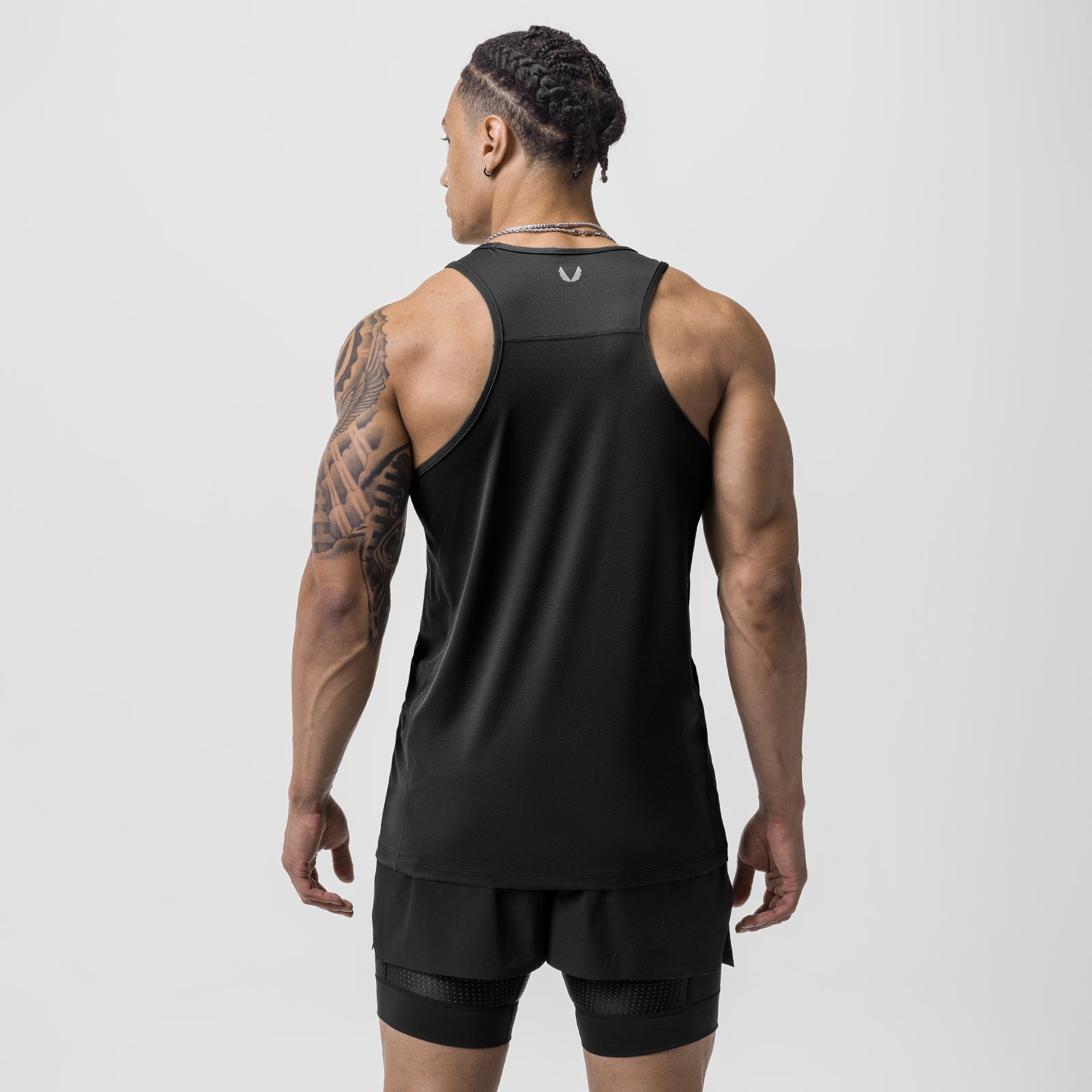 AeroSilver® Training Singlet in black, worn by model shown from behind