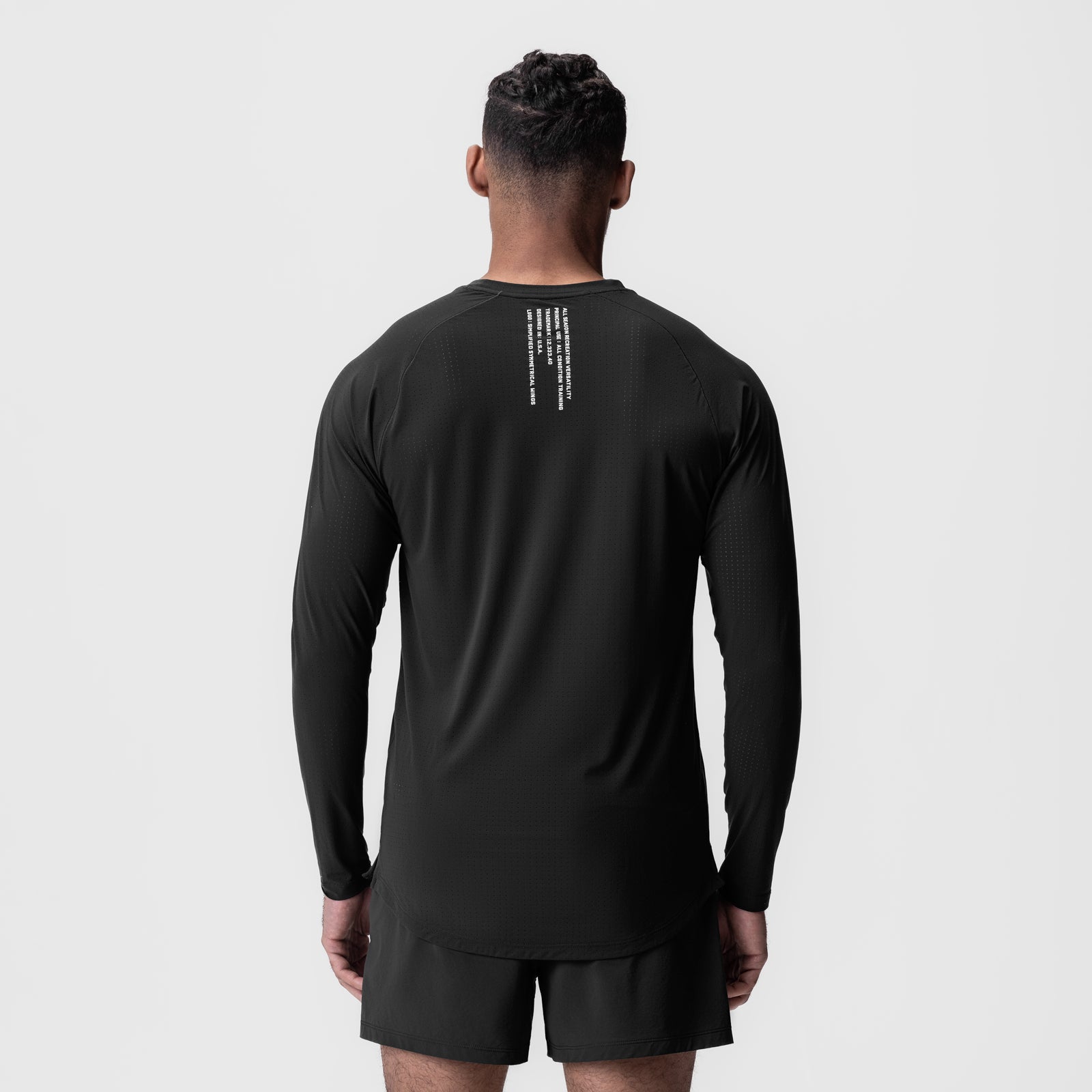 Black Laser-Vent Established Long Sleeve worn by model, back view