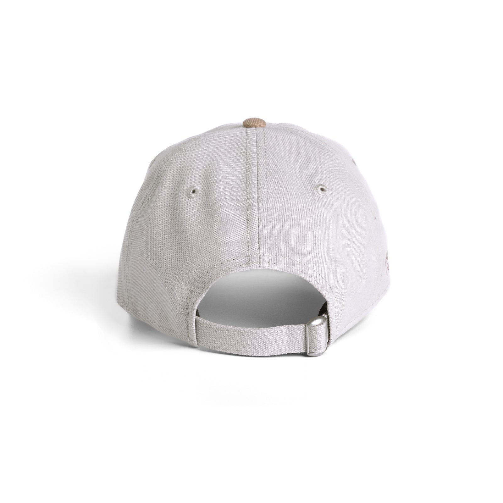 flatlay New Era 9Twenty strapback hat in stone beige, back view