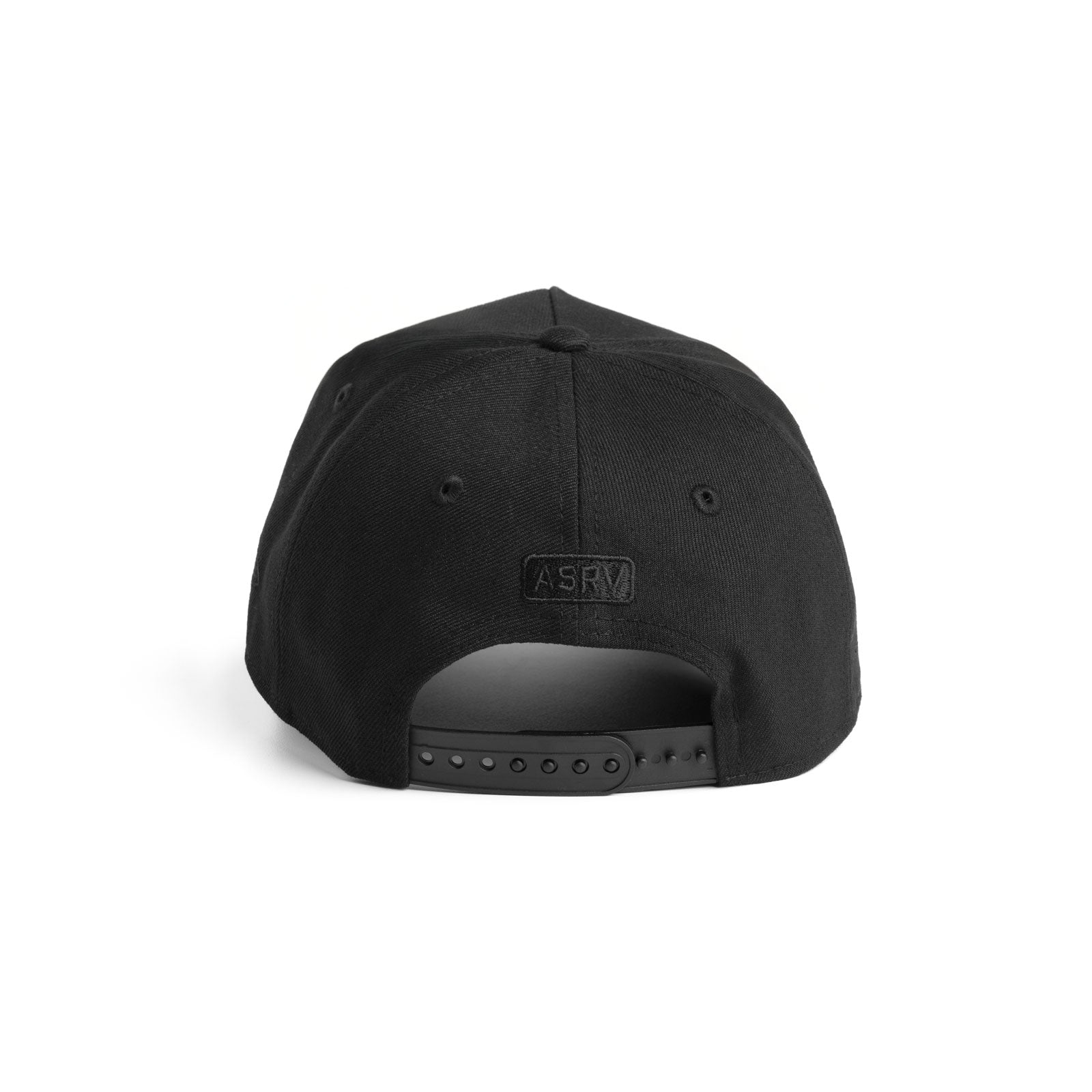 New Era 9Forty A-Frame Hat in black, back view showing snapback closure