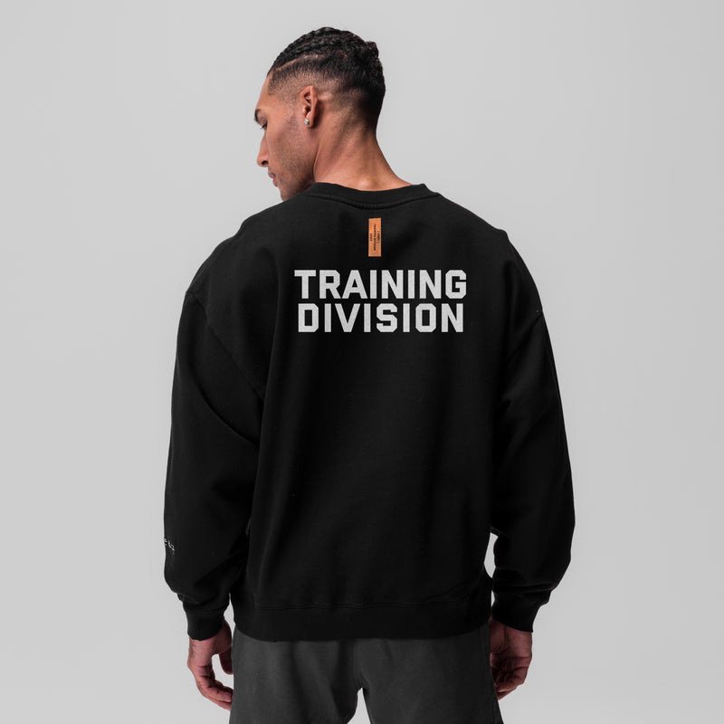 0861. Tech Essential™ Distressed Crewneck - Black "Training Division"