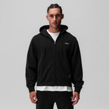 0843. Tech Essential™ Distressed Full Zip Hoodie - Black "Training Division"