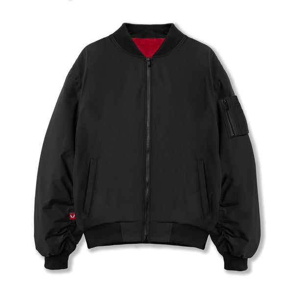 1003. Sherpa-Lined Insulated Bomber Jacket - Black